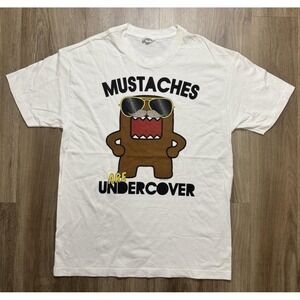 Vintage Domo Mustaches Are Undercover White T Shirt‎ Size L